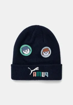 Puma caciula copii X PLAYMOBIL culoarea albastru marin, din tricot gros, 255430 imagine