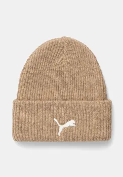 Puma caciula din amestec de lana culoarea bej, din tricot gros, 25495 imagine