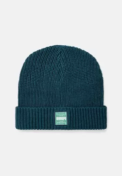 Puma caciula din bumbac Classics Graphic Short Beanie culoarea verde, bumbac, 025680 imagine