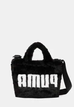 Puma geanta Up Faux Fur Mini culoarea negru, 91713 imagine