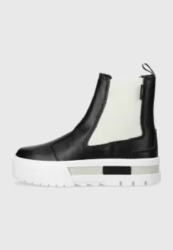 Puma ghete chelsea de piele Mayze Chelsea Winter Wns femei, culoarea negru, cu platforma, izolare usoara imagine