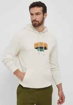 Puma hanorac de bumbac barbati, culoarea bej, cu gluga, cu imprimeu, 624396 imagine