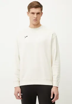 Puma hanorac de bumbac barbati, culoarea bej, uni, 629650 imagine