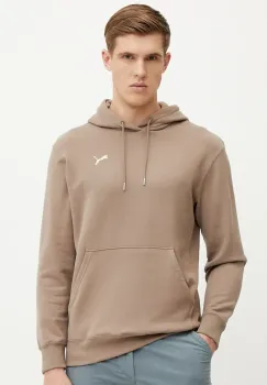 Puma hanorac de bumbac barbati, culoarea maro, cu gluga, uni, 629647 imagine