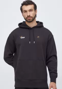 Puma hanorac de bumbac barbati, culoarea negru, cu gluga, cu imprimeu imagine