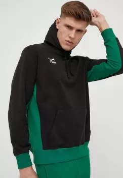 Puma hanorac de bumbac barbati, culoarea negru, cu gluga, modelator imagine
