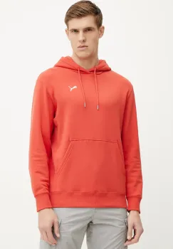 Puma hanorac de bumbac barbati, culoarea rosu, cu gluga, uni, 629647 imagine