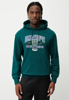 Puma hanorac de bumbac barbati, culoarea verde, cu gluga, cu imprimeu, 629629 imagine