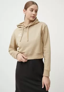 Puma hanorac de bumbac BETTER CLASSIC femei, culoarea bej, cu gluga, cu imprimeu, 624229 imagine