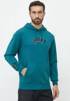 Puma hanorac de bumbac Classics Play Paris Hoodie barbati, culoarea turcoaz, cu gluga, cu imprimeu, 626766 imagine