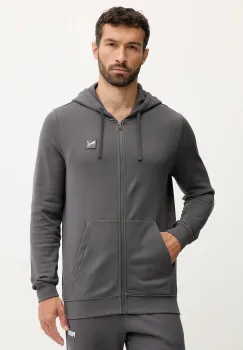 Puma hanorac de bumbac culoarea gri, cu gluga, uni, 688255 imagine