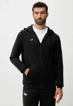 Puma hanorac de bumbac culoarea negru, cu gluga, uni, 688255 imagine