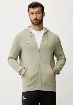 Puma hanorac de bumbac culoarea verde, cu gluga, uni, 688255 imagine