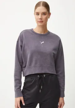 Puma hanorac de bumbac femei, culoarea gri, neted, 626799 imagine