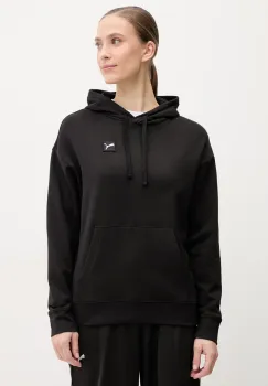 Puma hanorac de bumbac femei, culoarea negru, cu gluga, neted, 685018 imagine