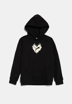 Puma hanorac de bumbac FLAMING LOVE Hoodie TR culoarea negru, cu gluga, cu imprimeu, 685109 imagine