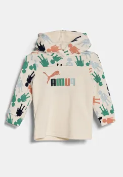 Puma hanorac de bumbac pentru copii X PLAYMOBIL culoarea bej, cu gluga, cu imprimeu, 627389 imagine