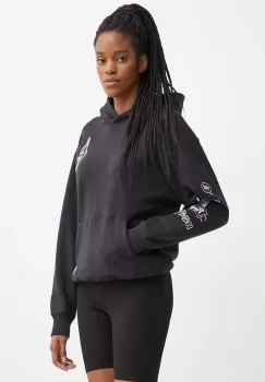 Puma hanorac de bumbac PUMA X SOPHIA CHANG femei, culoarea negru, cu gluga, cu imprimeu, 624629 imagine