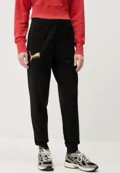 Puma pantaloni de trening culoarea negru, cu imprimeu, 684999 imagine