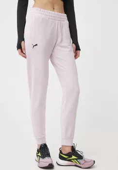 Puma pantaloni de trening din bumbac BETTER ESSENTIALS culoarea violet, uni 675989 imagine