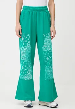 Puma pantaloni de trening din bumbac culoarea verde, cu imprimeu, 632845 imagine