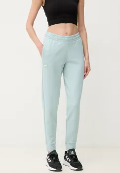 Puma pantaloni de trening din bumbac femei, culoarea turcoaz, neted, 685019 imagine