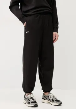 Puma pantaloni de trening femei, culoarea negru, neted, 629753 imagine