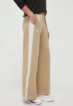 Puma pantaloni de trening T7 culoarea bej, cu imprimeu, 625025 imagine