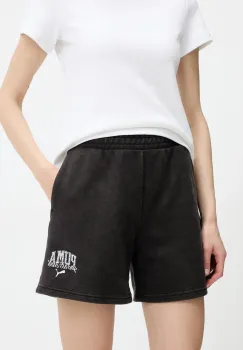 Puma pantaloni scurti culoarea negru, cu imprimeu, high waist, 685035 imagine