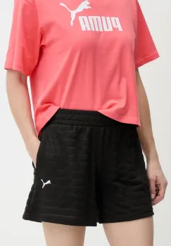 Puma pantaloni scurti culoarea negru, neted, high waist, 685028 imagine