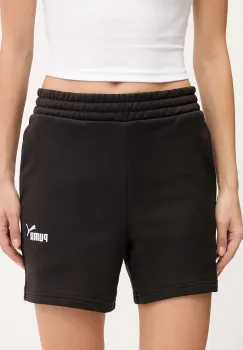 Puma pantaloni scurti culoarea negru, uni, high waist, 682440 imagine