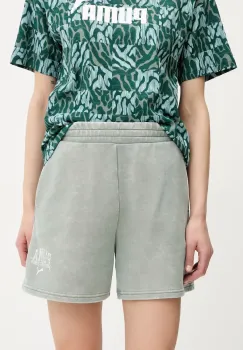 Puma pantaloni scurti culoarea verde, cu imprimeu, high waist, 685035 imagine