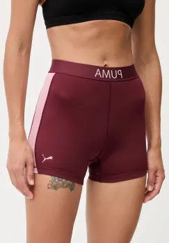 Puma pantaloni scurti de antrenament culoarea bordo, neted, medium waist, 526680 imagine