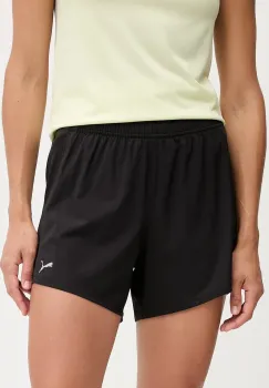 Puma pantaloni scurti de antrenament culoarea negru, neted, high waist, 526587 imagine