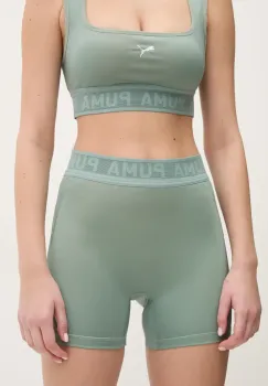 Puma pantaloni scurti de antrenament Lace culoarea verde, cu imprimeu, high waist, 526784 imagine