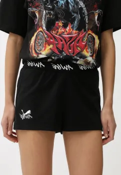 Puma pantaloni scurti din bumbac PUMA x A$AP ROCKY culoarea negru, cu imprimeu, high waist, 635071 imagine
