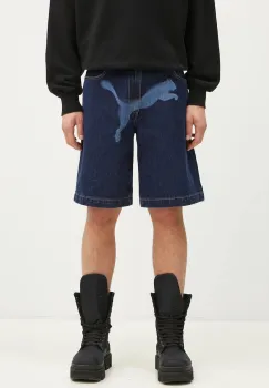 Puma pantaloni scurti din bumbac PUMA X A$AP ROCKY Denim Short culoarea albastru marin, 631066 imagine