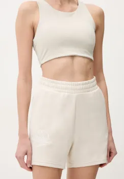 Puma pantaloni scurti femei, culoarea bej, cu imprimeu, high waist, 684984 imagine