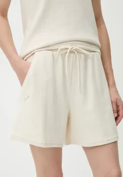 Puma pantaloni scurti femei, culoarea bej, neted, high waist, 685062 imagine