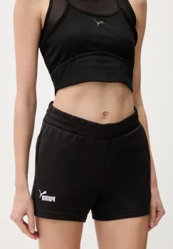 Puma pantaloni scurti femei, culoarea negru, neted, medium waist, 682438 imagine