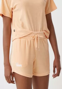 Puma pantaloni scurti femei, culoarea portocaliu, neted, high waist, 677946 imagine