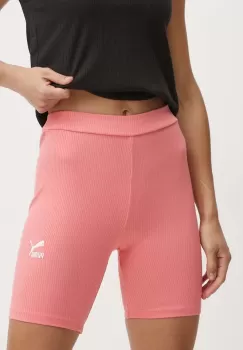 Puma pantaloni scurti femei, culoarea roz, cu imprimeu, high waist, 624267 imagine