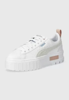 Puma pantofi Mayze Lth culoarea alb, cu platforma imagine