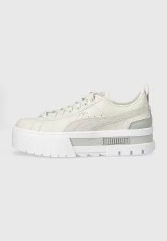 Puma pantofi Mayze Lth culoarea alb, cu platforma imagine
