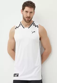 Puma tricou de antrenament Hoops Team Game culoarea alb, 676628 imagine