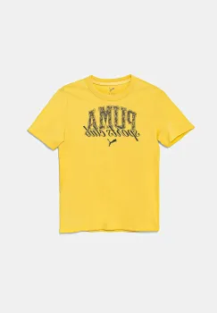 Puma tricou de bumbac pentru copii CLASS Graphic Tee culoarea galben, cu imprimeu, 685814 imagine