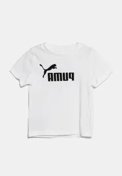 Puma tricou de bumbac pentru copii ESS No. 1 Logo Tee culoarea alb, cu imprimeu, 684930 imagine