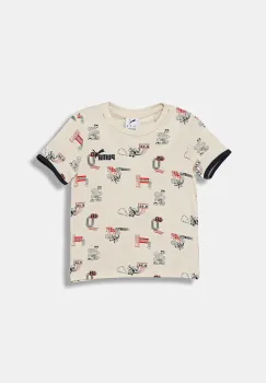 Puma tricou de bumbac pentru copii LITTLE RUNNERS AOP Tee PS culoarea bej, cu imprimeu, 688476 imagine