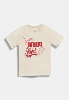 Puma tricou de bumbac pentru copii LITTLE RUNNERS Tee PS culoarea bej, cu imprimeu, 688475 imagine