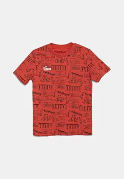 Puma tricou de bumbac pentru copii MID90S AOP Tee culoarea rosu, cu imprimeu, 685146 imagine